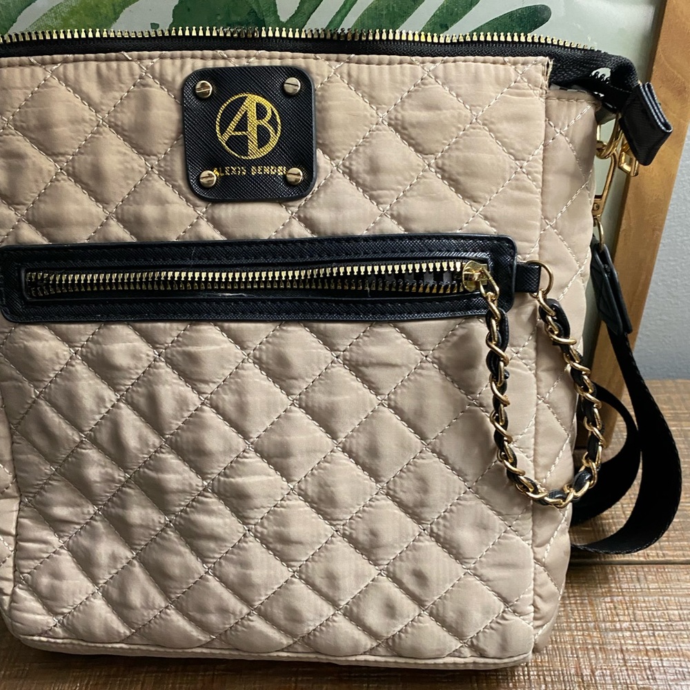 Alexis Bendel Quilted Tan Crossbody Bag